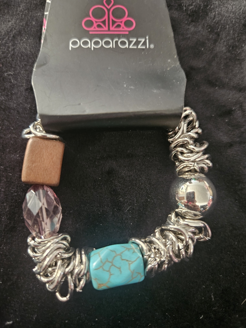 paparazzi Turquoise, Purple, Brown & Silver Multi-Bead Bracelet